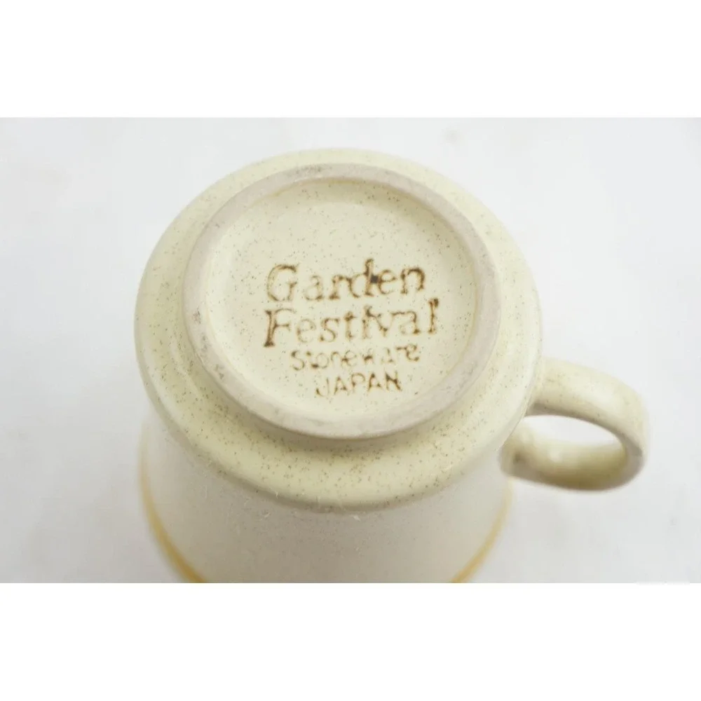 Hearthside Garden Festival Cup Saucer Set 6pc Cream Yellow Stoneware Japan‎ Good